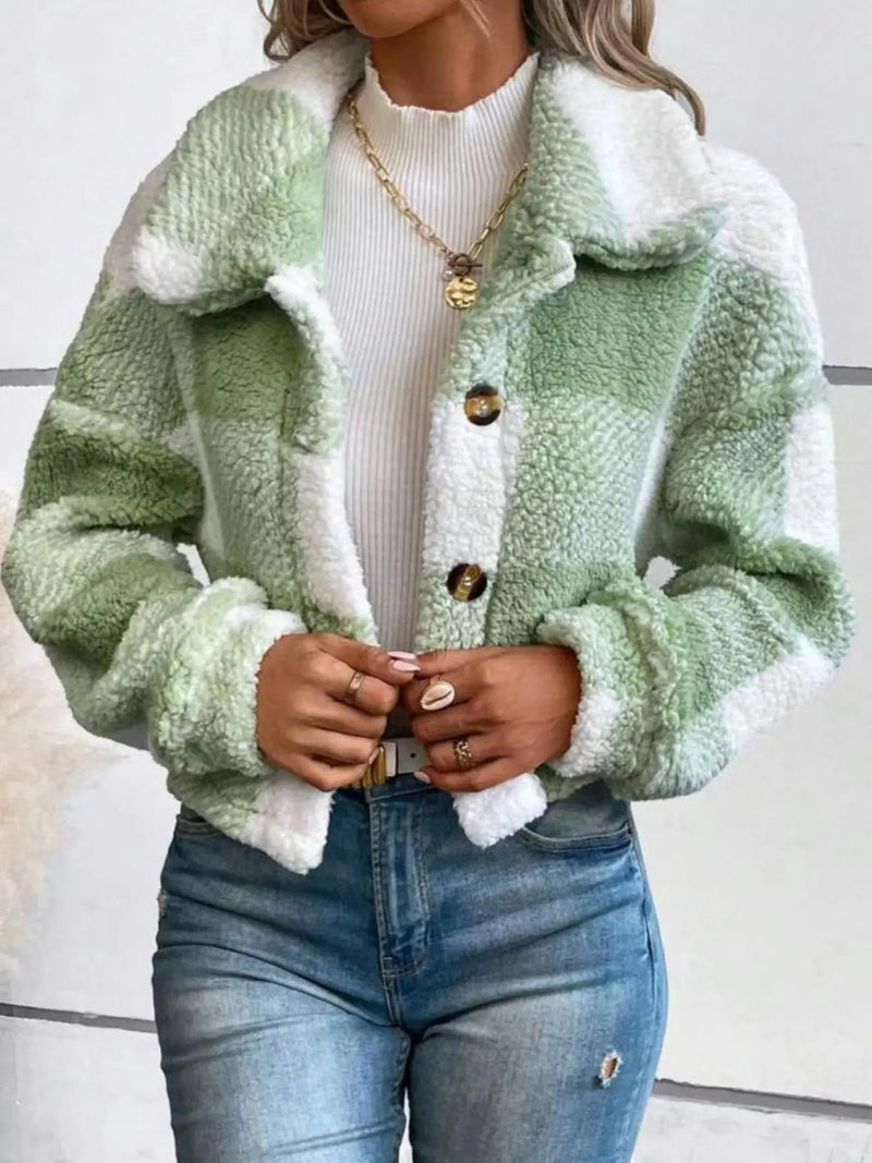 Cozy Plaid Teddy Coat